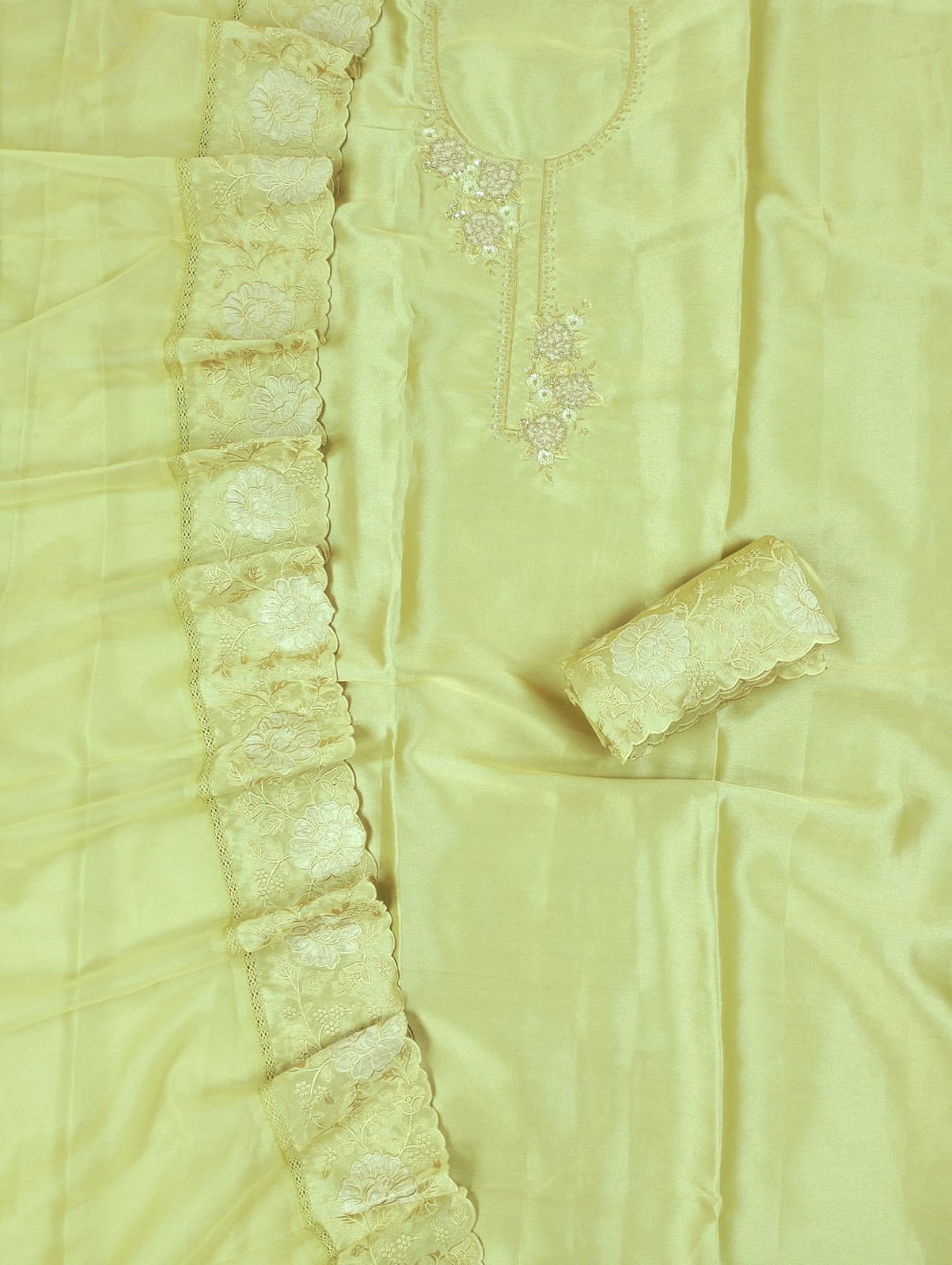 KISSA-Unstitched Linen Tissue Suit Set