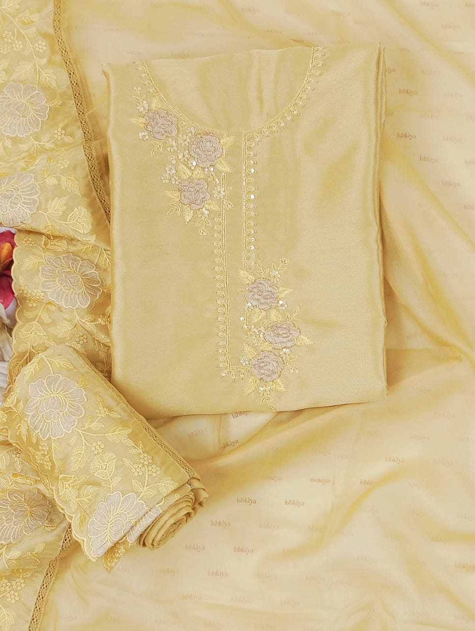 KISSA-Unstitched Linen Tissue Suit Set