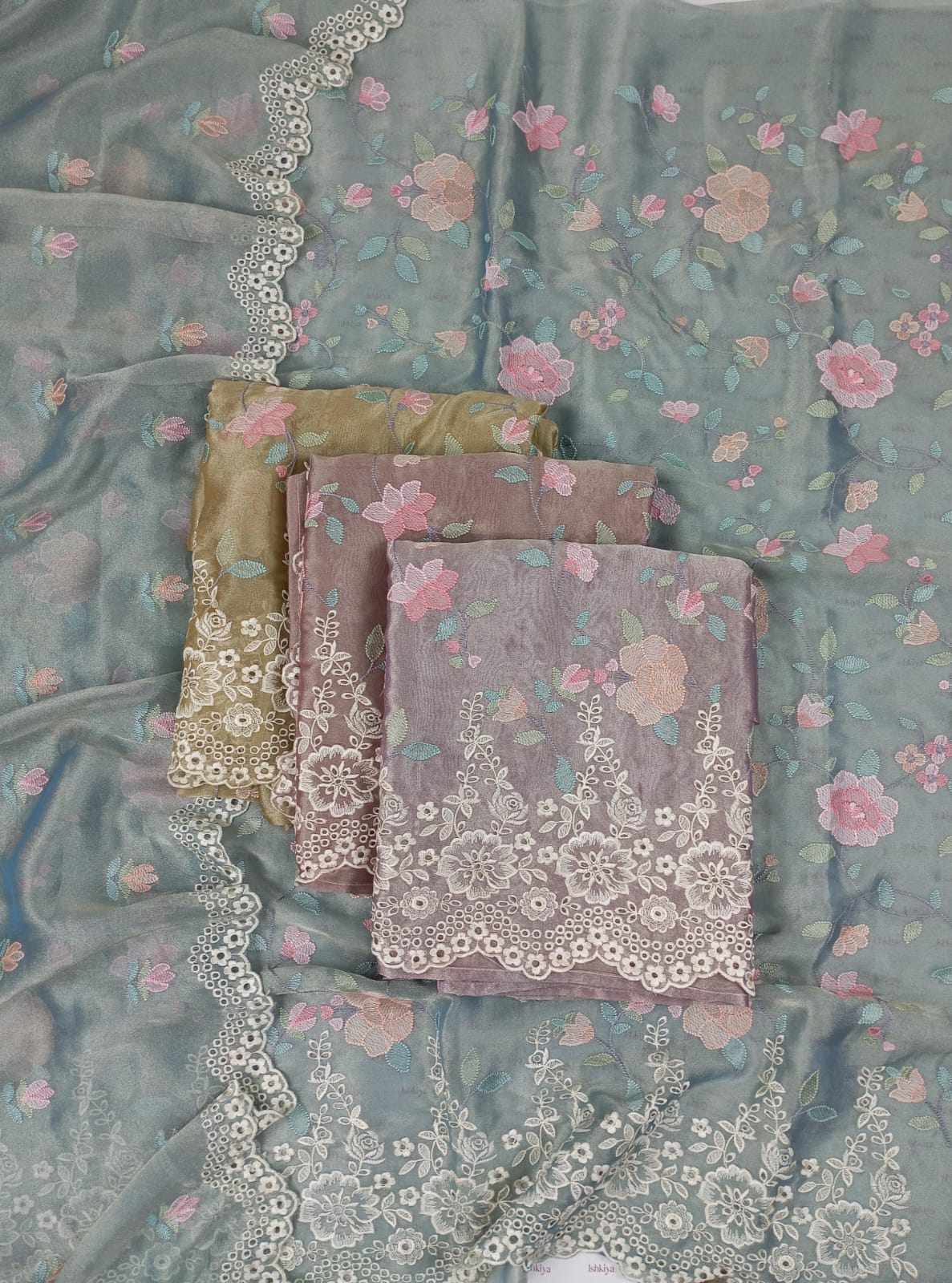 JUNOON-Unstitched Linen Tissue Suit Set