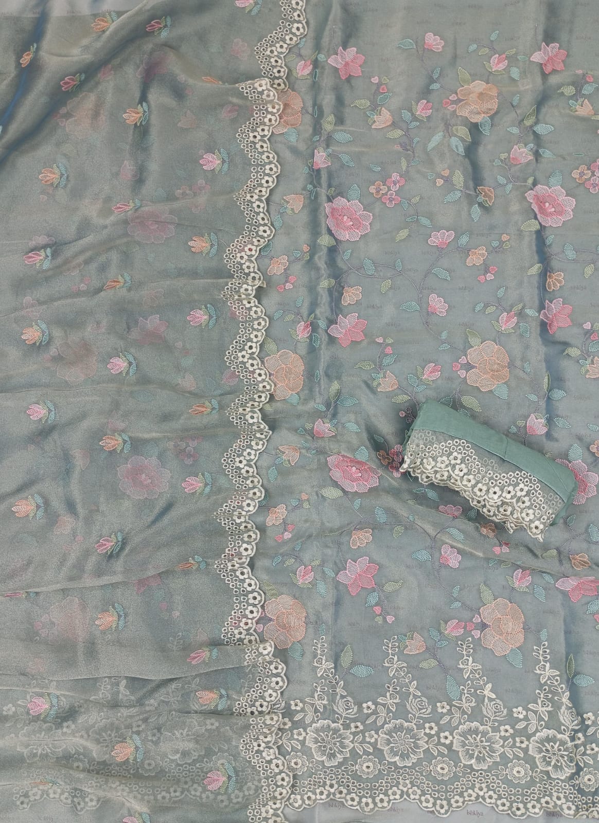 JUNOON-Unstitched Linen Tissue Suit Set
