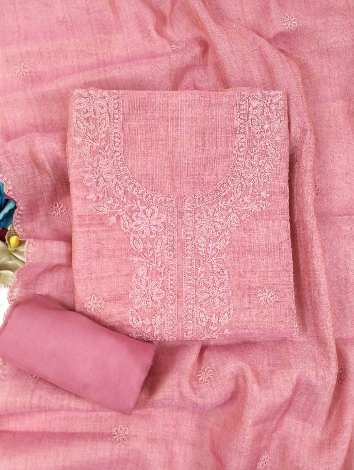 GUMAAN-Unstitched Linen Tissue Suit Set