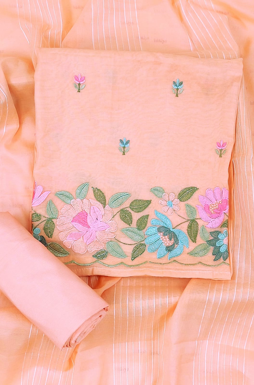 ADEEB-Unstiched Mul-Chanderi Suit set