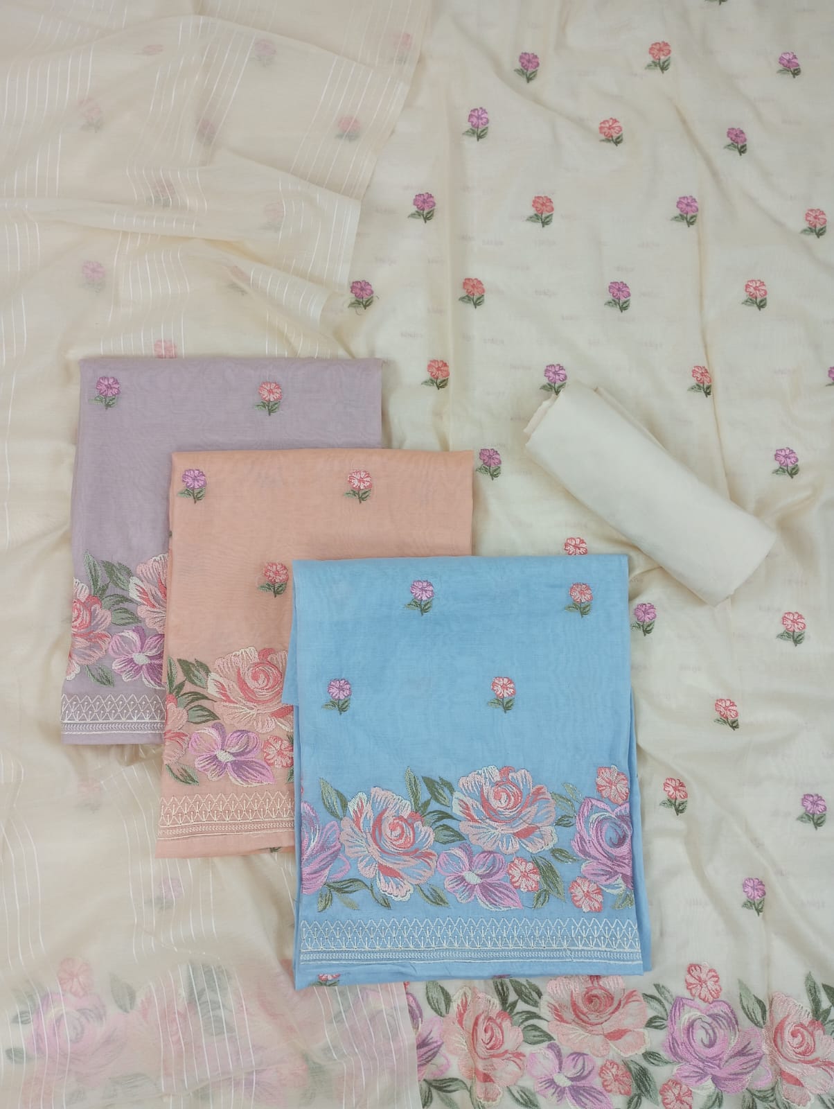 SADA-Unstiched Mul-Chanderi Suit set