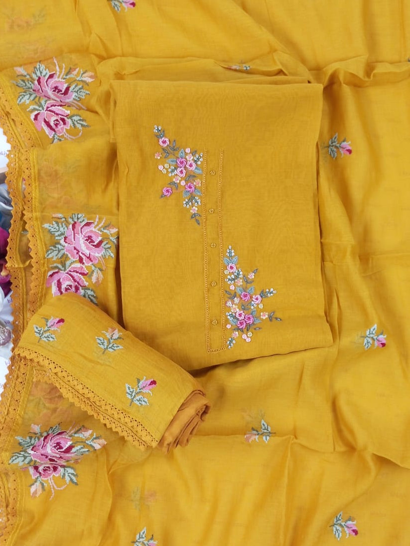 SAFAR-Unstiched Mul-Chanderi Suit set