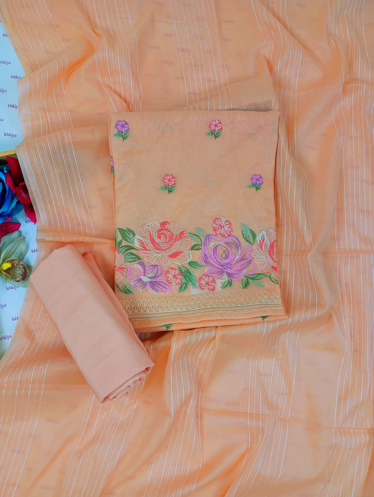 SADA-Unstiched Mul-Chanderi Suit set